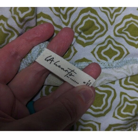 LA Hearts by Pacsun Pants S Womens Green Mod Print Split Flare Pull On High Rise - Picture 6 of 7